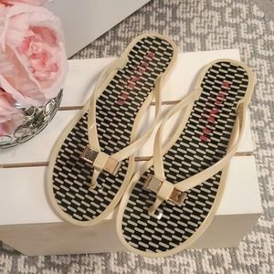 Coach creme/off white jelly bow sandals